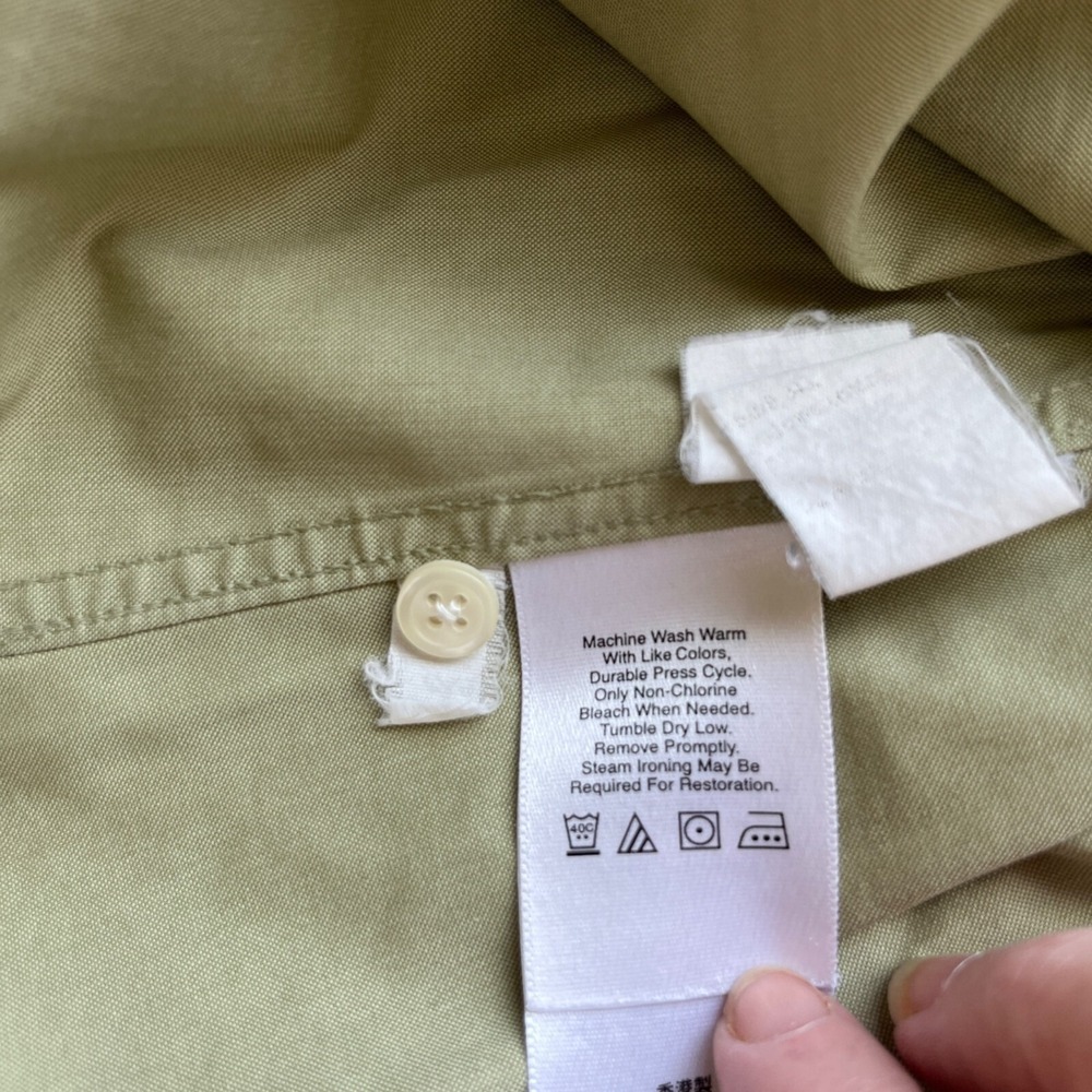 Eddie Bauer Womens Button Up Top Medium Green Casual Neutral‎ Y2K Casual No Iron - Picture 7 of 8
